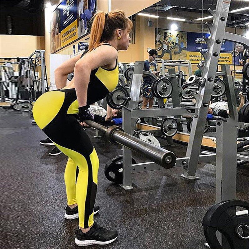 Women Sexy Fitness Mesh Patchwork Backless Yoga Set