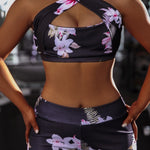 Women's Floral Design Yoga Set
