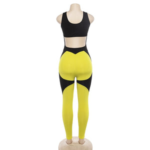 Women Sexy Fitness Mesh Patchwork Backless Yoga Set