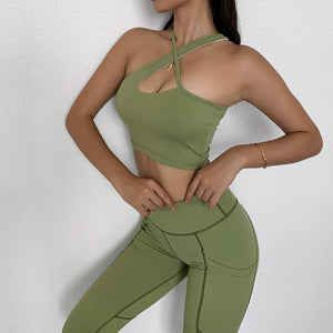 Women's Seamless Cross Shoulder Yoga Gym Set