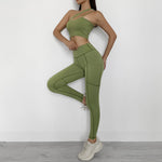Women's Seamless Cross Shoulder Yoga Gym Set