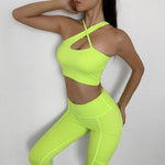 Women's Seamless Cross Shoulder Yoga Gym Set