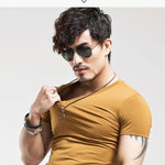 2021 Brand New Men T Shirt Tops V neck Short Sleeve Tees Men's Fashion Fitness Hot T-shirt For Male Free Shipping Size 5XL
