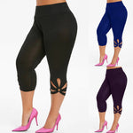 Women's Elasticity 3/4 High Waist Hollow Pants