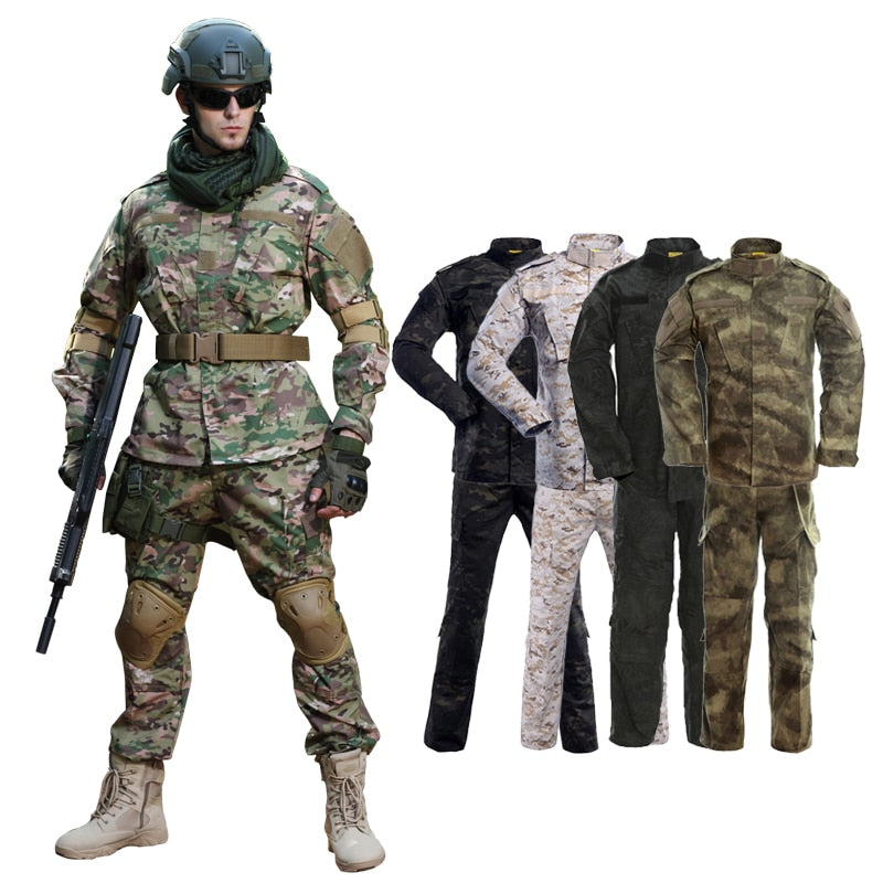 Military Uniform Camouflage Tactical Clothing Combat Suit Men Army Special Forces Airsoft Militar Soldier Coat+Pant Set Maxi XS-