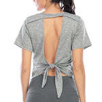 Short Sleeve Women's Open Back Yoga Top