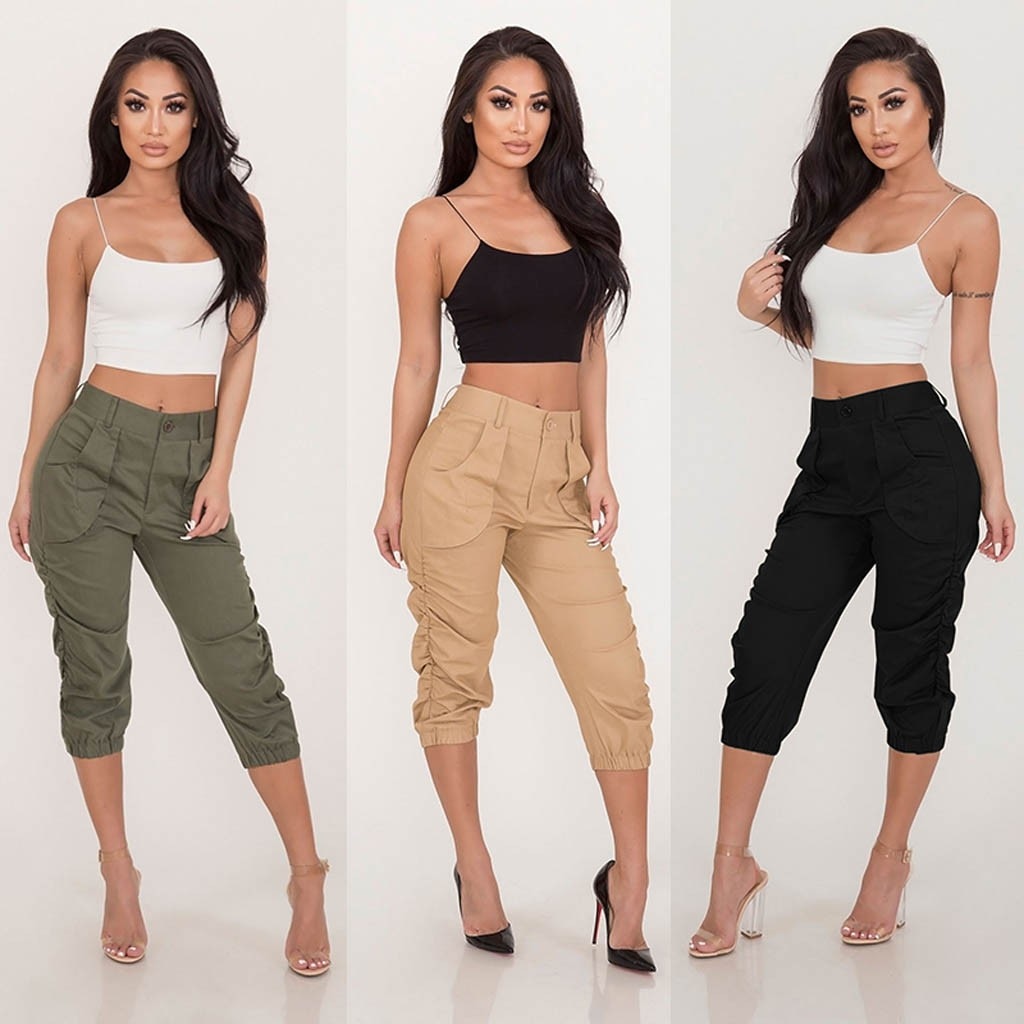 Women's Casual Harem 3/4 High Waist Pants