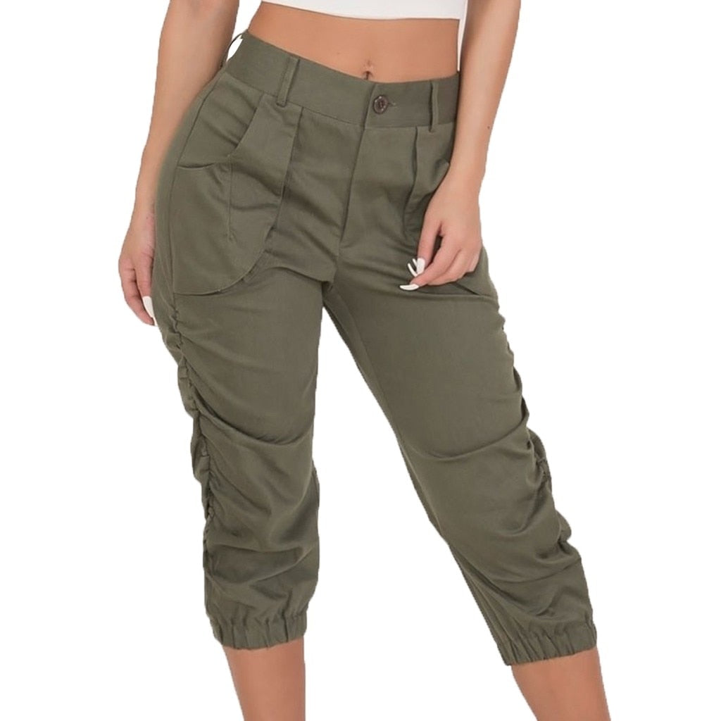 Women's Casual Harem 3/4 High Waist Pants