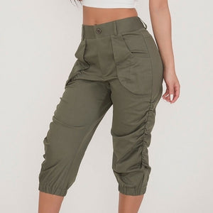 Women's Casual Harem 3/4 High Waist Pants