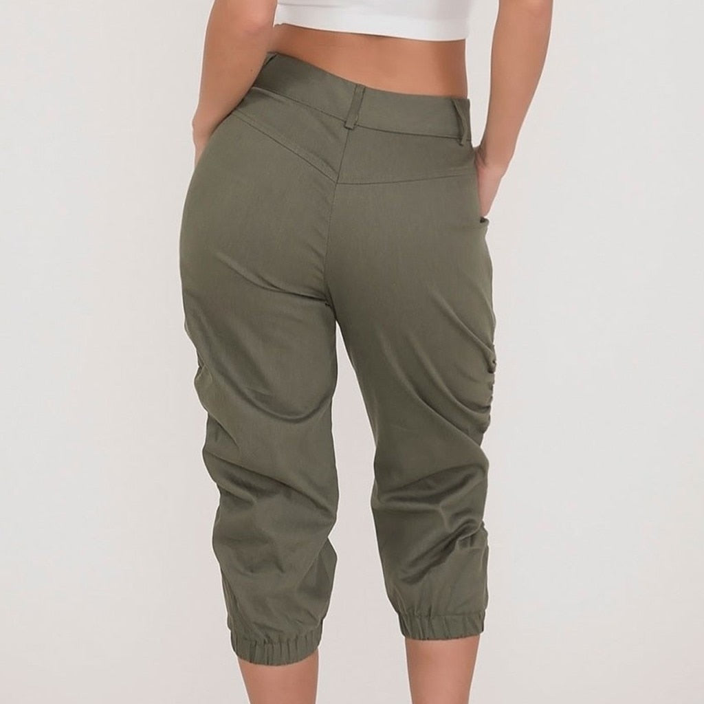 Women's Casual Harem 3/4 High Waist Pants