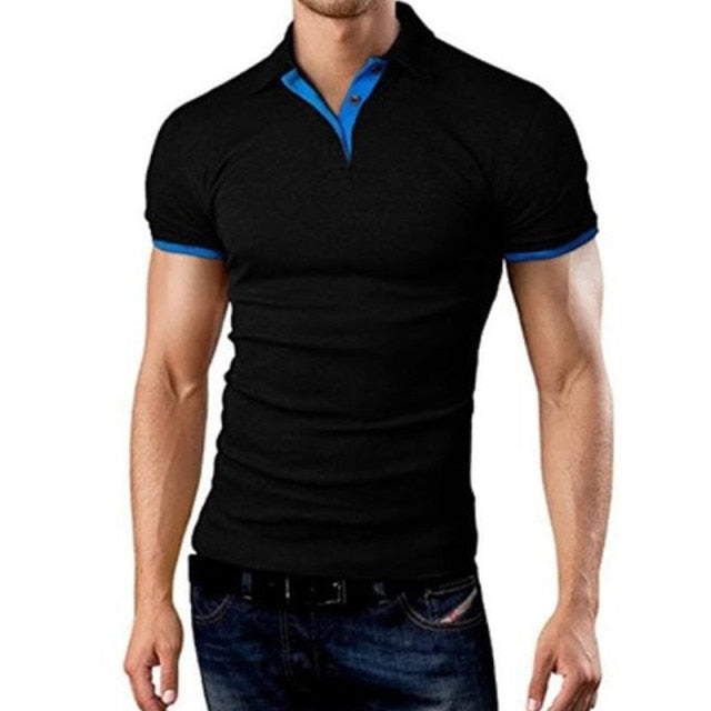 MRMT 2021 Brand New Men's T-shirt Lapel Casual Short-sleeved Stitching Men T-shirt for Male Solid Color Pullover Top Man T shirt