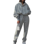 Women's Winter Hoodies Suit Solid Casual Tracksuit