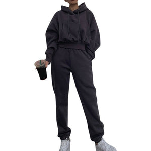 Women's Winter Hoodies Suit Solid Casual Tracksuit