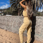 Women Sportswear Crop Top & Drawstring Pants Tracksuit