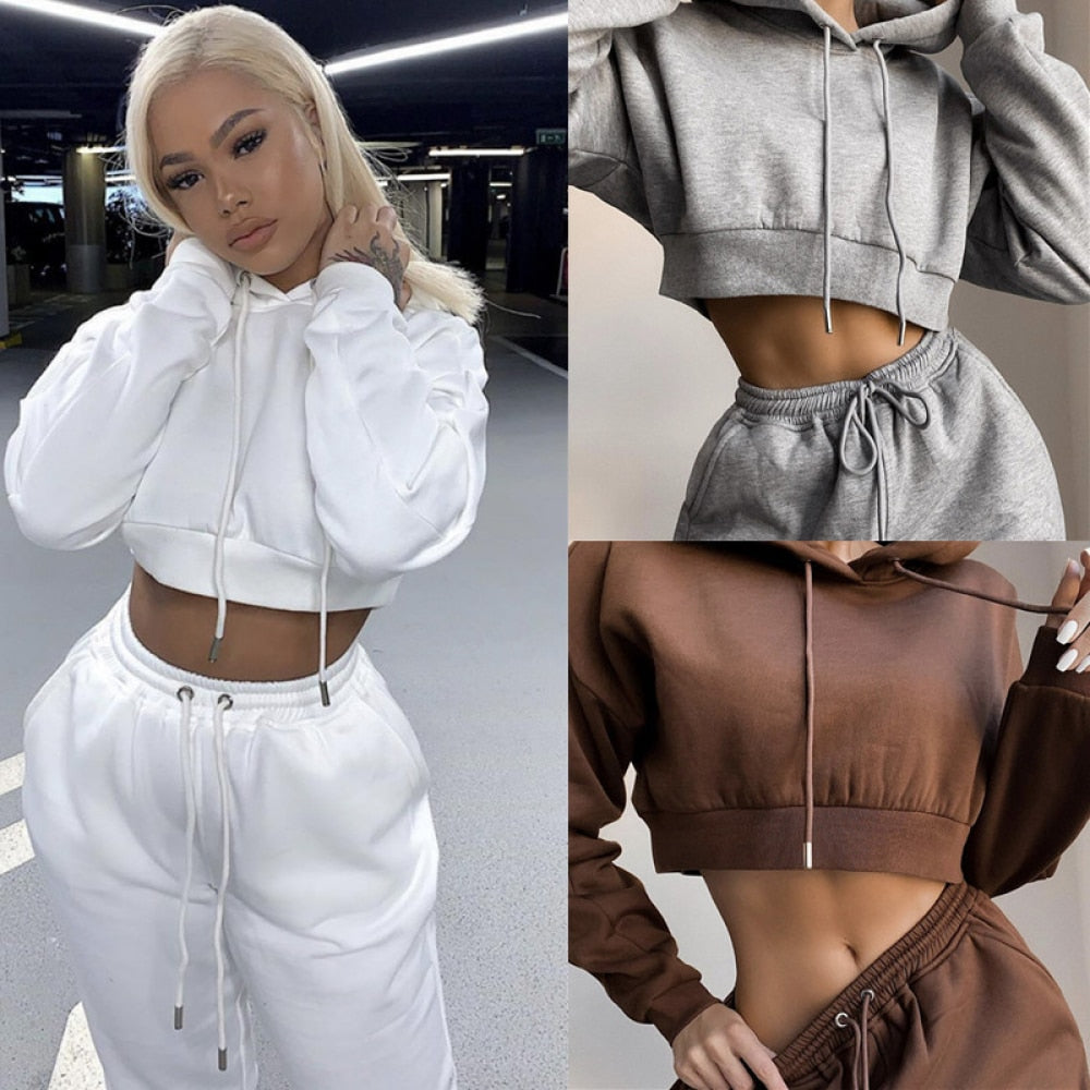 Women 2 Piece Casual Sport Outfits Tracksuit
