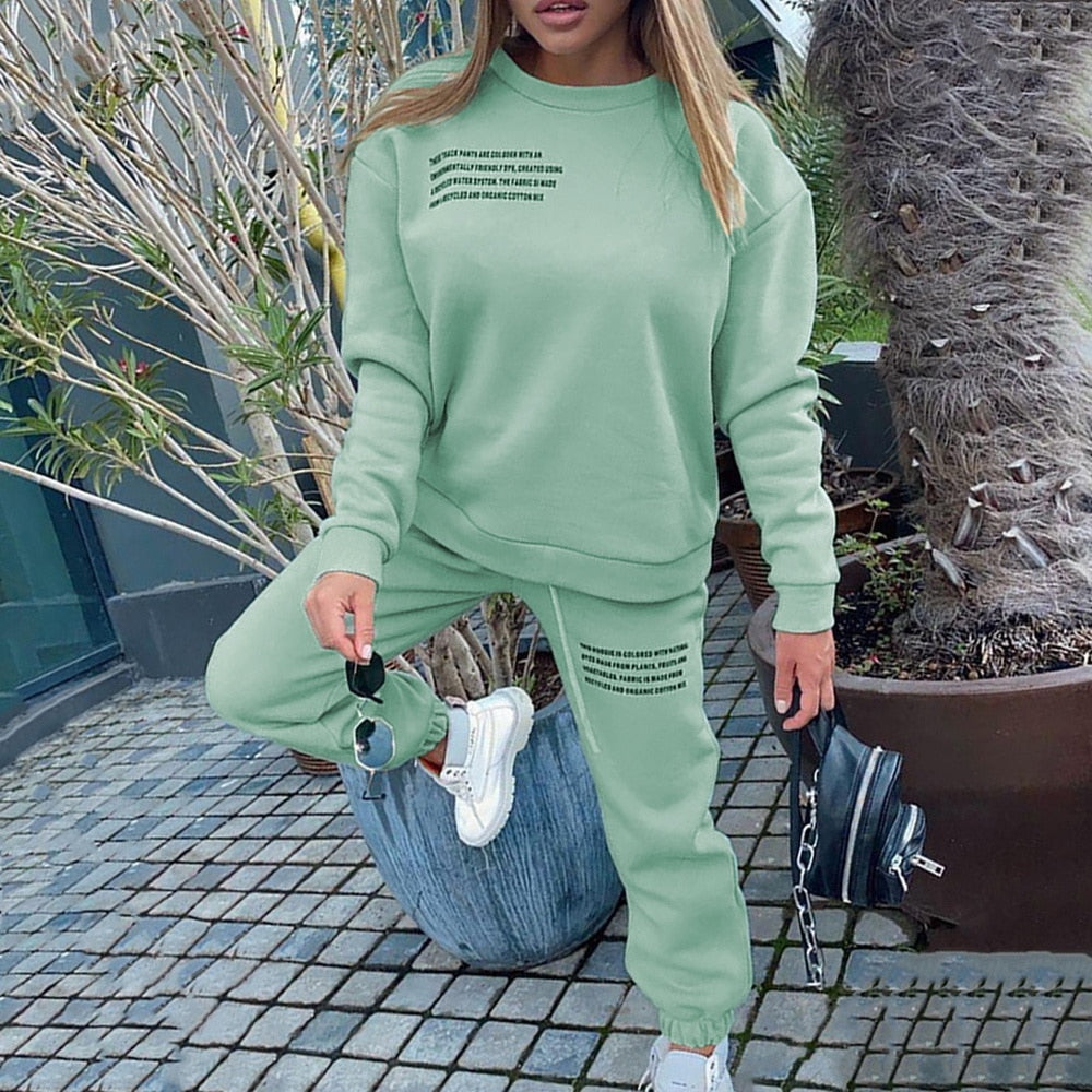 Letter Design Sports Female Fitness Tracksuit